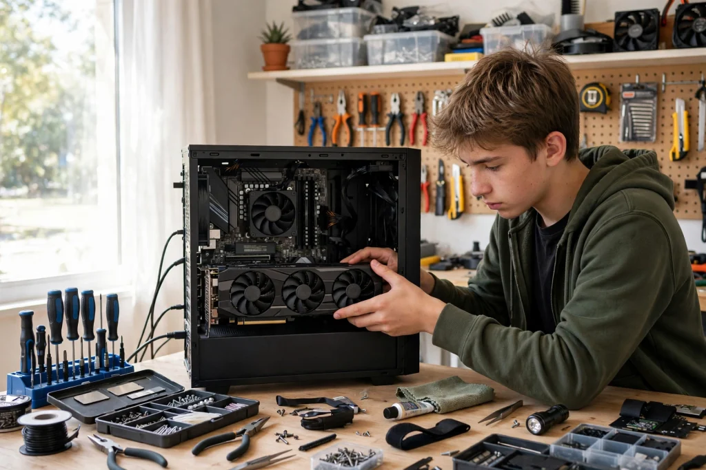 A teenager building a gaming PC at home shows the single most powerful argument for getting parents to buy a gaming computer by learning real computer skills.