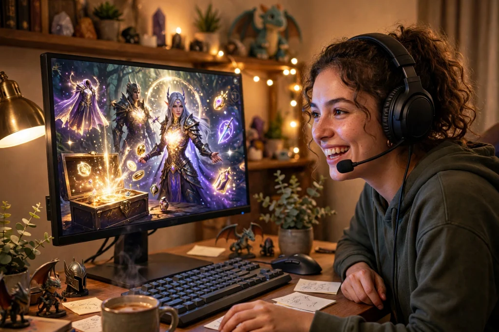 A gamer unlocking downloadable expansion content, one of the alternatives to displaying in-game ads for gaming companies
